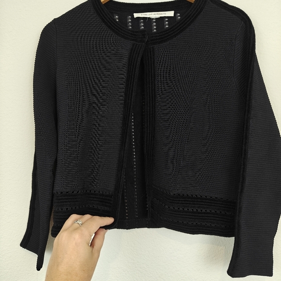 Diane Von Furstenberg Textured Cropped Wool Blend Knit Cartigan Sz Small - Picture 10 of 14